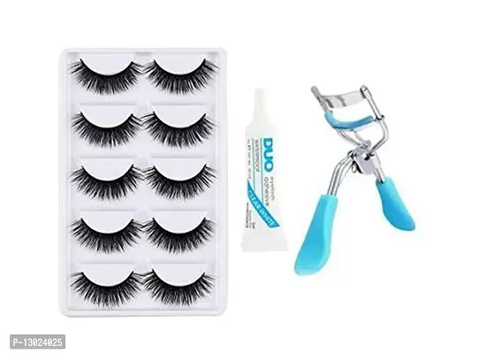 ClubComfort? 5 Pair False Eyelash, 1 Eyelash Curler, 1 Eyelash Glue & 1 Glitter Eyeliner pack of 8-thumb0