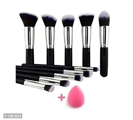 ClubComfort? 10 Pcs Makeup Brushes Set Tool Pro Foundation Eyeliner Eyeshadow Multicolor With Sponge puff (color may vary)