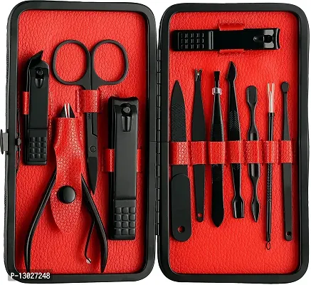 Manicure Set Nail Clippers, Stainless Steel Nail Scissors Grooming Kit with Peeling Knife, Nail Cleaning Knife, Acne needle, Blackhead Tool Leather Travel Case, Perfect Gifts for Women and Men 12Pcs-thumb0