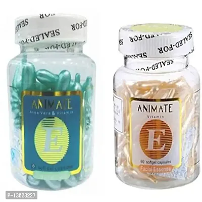 Animate Aloe Vera And Vitamin E Capsules Facial Oil Combo 120 capsul Gold Green-thumb4