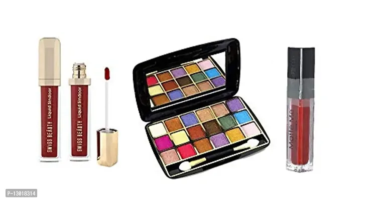 ClubComfort� Beauty Combo of Sindoor + Matte Me Lipstick + 18 Color Eyeshadow