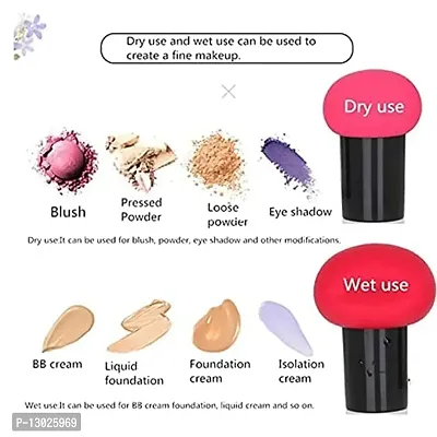 Mushroom puff with handle makeup sponge For Foundation Mushrooms head seal puffs beauty make up with Reusable Multi-functional Makeup Removal Facial Cleansing Pad(pack of 2 items)-thumb3