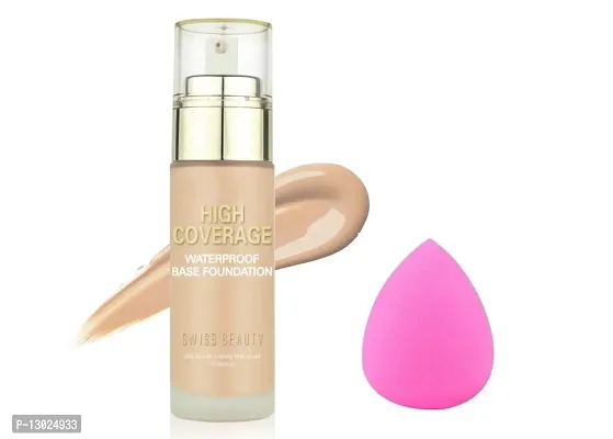 ClubComfort� Beauty High Coverage Waterproof Base Foundation Multicolor With Makeup Sponge Puff