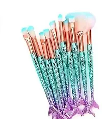 Generic 10PCS Women's & Girl's Makeup Brushes Set 3D Mermaid Make Up Foundation Eyeshadow Eyebrow Eyeliner Blush Cosmetic Powder Concealer Brushes Tools Kits-thumb2