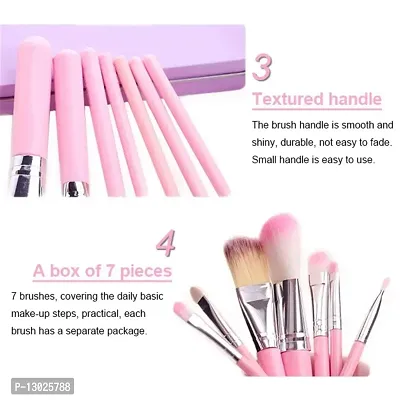 Women's & Girl's Soft Bristles 7 Pcs Pink Makeup Brushes Set with Storage Box and 2 Pink Beauty Blenders - (Pack of 9)-thumb2