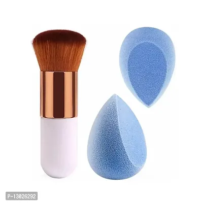 Lenon 1 Round Foundation Makeup Brush, 2 pieces makeup Sponge Blender (pack of 3)-thumb0