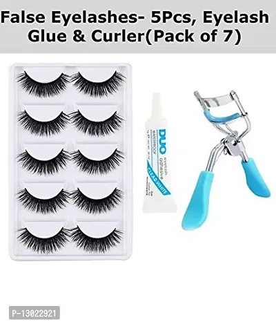 ClubComfort? False Eyelash 5 Pair, 1 Eyelash Glue, 1 Eyelash Curler With Free Liquid Small Lipstick (Any Color)-thumb5