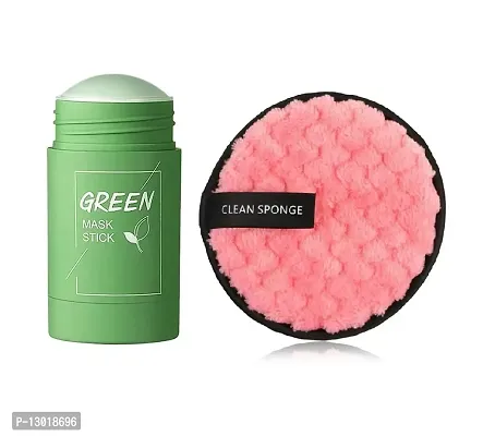 Green Tea Purifying Clay Stick mask, Detoxing & Toning Face Mask Stick, Reusable Makeup Remover Cleansing Pads Pack of 2 Items