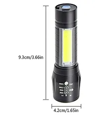 LED Torch Flashlight with COB Light Mini Waterproof Portable LED XPE COB Flashlight USB Rechargeable 3 Modes Light Flashlight with Hanging Rope Small Size Black Colored-thumb1