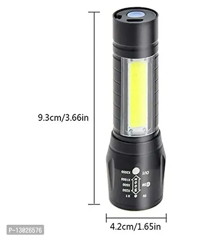 LED Torch Flashlight with COB Light Mini Waterproof Portable LED XPE COB Flashlight USB Rechargeable 3 Modes Light Flashlight with Hanging Rope Small Size Black Colored-thumb2