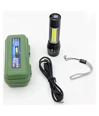 ClubComfort LED Torch Flashlight with COB Light Mini Waterproof Portable LED XPE COB Flashlight USB Rechargeable 3 Modes Light Flashlight with Hanging Rope Small Size Black Colored 2 Pcs-thumb3