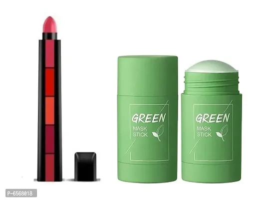 Lenon Beauty Green Mask Stick With 5 Step Lipstick