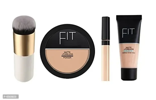 Lenon Beauty Fit Skin Liquid Foundation, Liquid Concealer, Compact Powder and Foundation Brush Pack of 4-thumb0