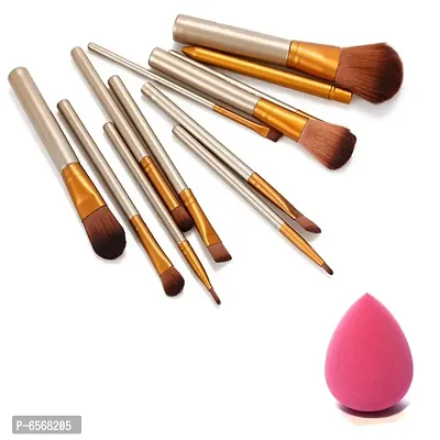 Lenon Beauty Makeup Brush 12 Pcs Loose With 1 Foundation Makeup Sponge Puff-thumb0