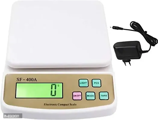 Compact Scale With Tare Function Sf 400A With Adaptor 10 Kg Digital Multi-Purpose Kitchen Weighing Scale