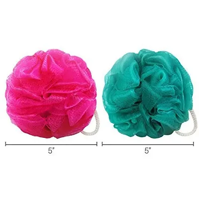 Lenon Lux Bath Sponge Loofah - Soft and Fluffy With Multiple Layers of Fibrous Matrix For A Fun Shower Time Loofas for Men and Women Bathing Scrubber, Multicolor Pack of 2