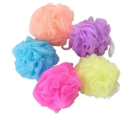 Lenon Lux Bath Sponge Loofah - Soft and Fluffy With Multiple Layers of Fibrous Matrix For A Fun Shower Time Loofas for Men and Women Bathing Scrubber, Multicolor Pack of 5