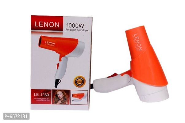 Lenon Professional 1000 Watt Foldable Hair Dryer Orange Color Travel Friendly-thumb0
