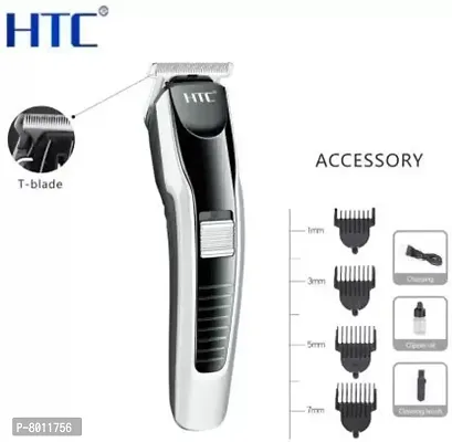 HTC Pro Max 538 Rechargeable Professional Titanium Blade Trimmer 60 min Runtime 4 Length Settings  (Silver, Black)