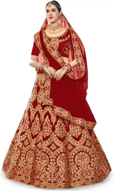 Women Satin Embroidered Lehenga Choli