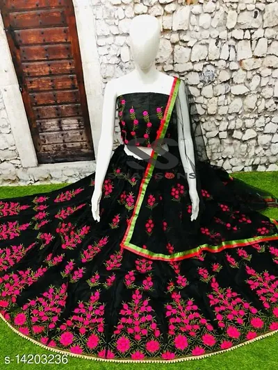 Stylish Silk Blend Semi Stitched Lehenga Choli Set