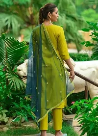 Trendy Cotton Blend Kurta With Pant And Dupatta Set-thumb1