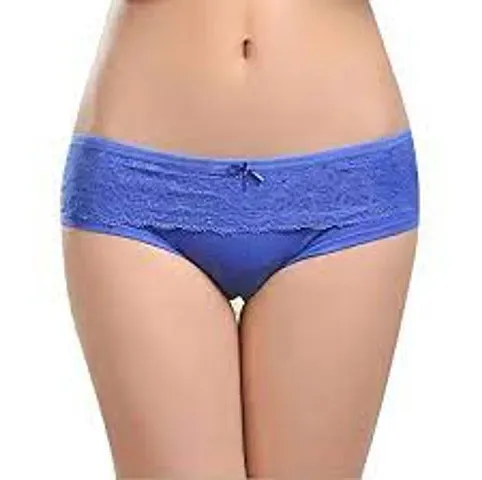 Imported Fashionable Lacy Women's Super Soft Cotton Underwear, Brief Panty/Panties Set of 3 (Colors May Vary)