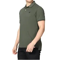 Blended Solid Slim Fit Polo t Shirt (Small) Olive-thumb2