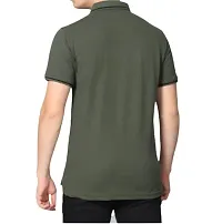 Blended Solid Slim Fit Polo t Shirt (Medium) Olive-thumb1