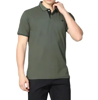 Blended Solid Slim Fit Polo t Shirt (Small)