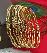 Jewwel Elite AD Gold Polished Bangle Set (Pack of 4)-thumb1