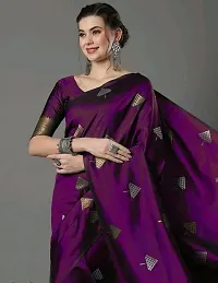 Stylish Purple Silk Blend Printed Saree With Blouse Piece For Women-thumb2