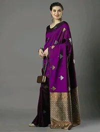 Stylish Purple Silk Blend Printed Saree With Blouse Piece For Women-thumb1