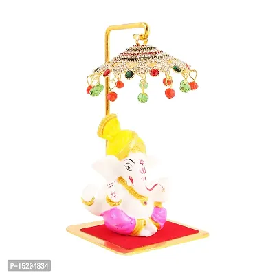 Marble Ganesh Idol Statue for Car Dashboard with Umbrella  Office Table study Table  Deacute;cor showpices-thumb2