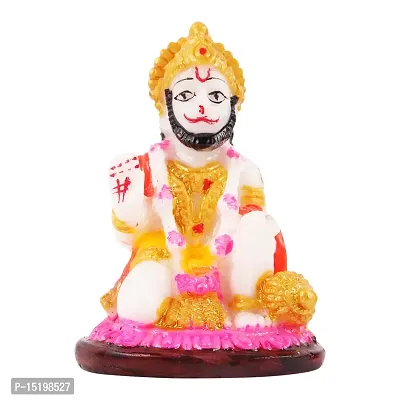 Hanuman Ji Murti Marble  For Car Dashboard Idols /Office Table Study /Room Decor / Pooja Mandir-thumb0