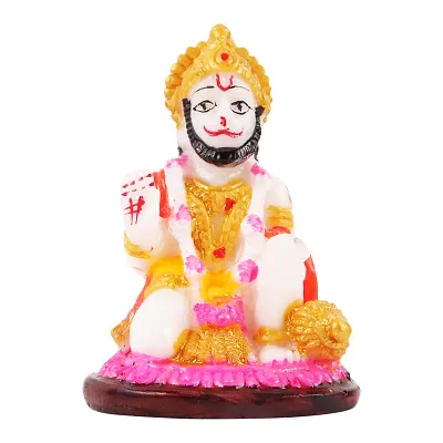 Hanuman Ji Murti Marble  For Car Dashboard Idols /Office Table Study /Room Decor / Pooja Mandir