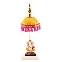 Lord Ganesha Indian/Hindu Goddess Statue, With Yellow Umbrella Stand, Used For Home/Offices  Car/Study Table And Small Temple-thumb1