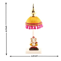 Lord Ganesha Indian/Hindu Goddess Statue, With Yellow Umbrella Stand, Used For Home/Offices  Car/Study Table And Small Temple-thumb2