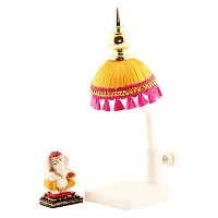 Lord Ganesha Indian/Hindu Goddess Statue, With Yellow Umbrella Stand, Used For Home/Offices  Car/Study Table And Small Temple-thumb3