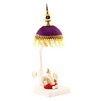 Lord Ganesha Indian/Hindu Goddess Statue, With Purple Umbrella Stand, Used For Home/Offices  Car/Study Table And Small Temple-thumb2