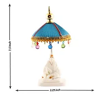 Sai Baba White Marble Staute.Decorative With Beautiful Sky Blue Chhatri With Decorative Chhalar-thumb1