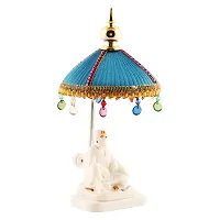 Sai Baba White Marble Staute.Decorative With Beautiful Sky Blue Chhatri With Decorative Chhalar-thumb2