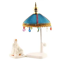 Sai Baba White Marble Staute.Decorative With Beautiful Sky Blue Chhatri With Decorative Chhalar-thumb3