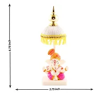 Lord Ganesha Indian/Hindu Goddess (Pagdi), Statue With White Umbrella Stand, Used For Home/Offices  Car/Study Table And Small Temple-thumb1