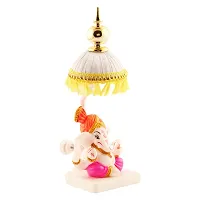 Lord Ganesha Indian/Hindu Goddess (Pagdi), Statue With White Umbrella Stand, Used For Home/Offices  Car/Study Table And Small Temple-thumb3