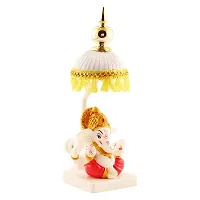 Lord Ganesha Indian/Hindu Goddess (Mukut) Statue With White Umbrella Stand, Used For Home/Offices  Car/Study Table And Small Temple-thumb2