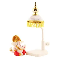 Lord Ganesha Indian/Hindu Goddess (Mukut) Statue With White Umbrella Stand, Used For Home/Offices  Car/Study Table And Small Temple-thumb3