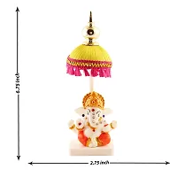 Lord Ganesha Indian/Hindu Goddess (Mukut) Statue With Yellow Umbrella Stand, Used For Home/Offices  Car/Study Table And Small Temple-thumb1