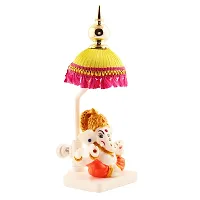 Lord Ganesha Indian/Hindu Goddess (Mukut) Statue With Yellow Umbrella Stand, Used For Home/Offices  Car/Study Table And Small Temple-thumb2