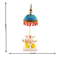 Lord Ganesha Idol Decorative With Beautiful Sky Blue Chhatri, Used For Home/Offices  Car/Study Table And Small Temple-thumb1